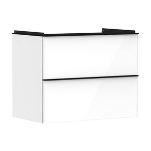 Onderkast wit hoogglans 780x475mm 2x la tbv wastafel greepkleur mat zwart Xelu Q 54027670