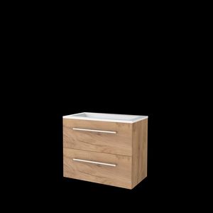 Set START-46 onderkast whisky oak 80cm grepen chroom 2x la acryl wastafel z/ kraangat (S46GR80A0WO)