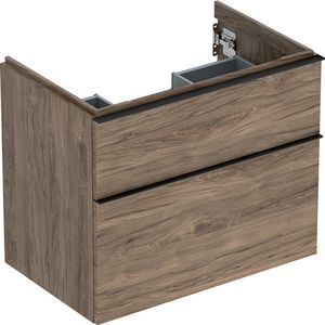 iCon wastafelonderkast 2x la 75cm noten hickory melamine / greep lava mat