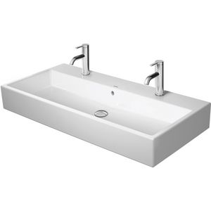VERO AIR #235010 wastafel 1000mm wit met 2 kraangaten met overloop