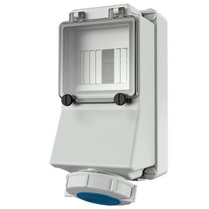Wandcontactdoos 16A 3-polig 6H 230V IP67 + rail