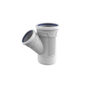 T-stuk PP AS+ geluidsarm 45° lichtgrijs 160x110x160mm mof x mof x spie