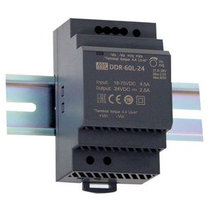 DC-DC extra small ind DIN rail conv 60W 12V 18-75Vdc