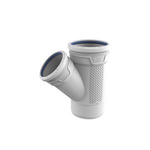 T-stuk PP AS+ geluidsarm 45° lichtgrijs 160x125x160mm mof x mof x spie