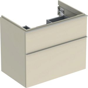 iCon wastafelonderkast 2x la 75cm zandgrijs hoogglans / greep zandgrijs mat