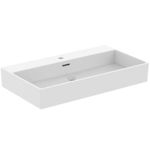Wastafel 815x450x150mm silk white 1 kraangat m. overloop Extra R0537V1
