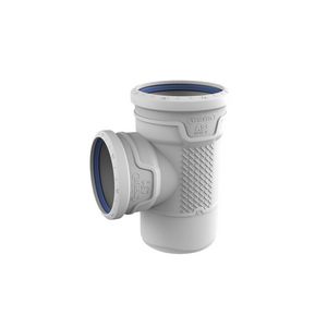 T-stuk PP AS+ geluidsarm 87° lichtgrijs 160x110x160mm mof x mof x spie