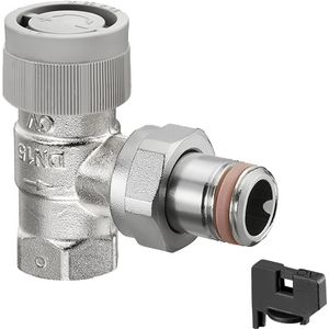 Afsluiter thermostatisch dynamisch AQ haaks 1/2" met vuilfilter + zelfdichtend staartstuk VVE=10