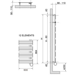 Radiator Kelly Rechts E-Comfort 900x600mm 600W 50cm Wit