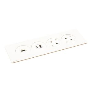 Mechanismen 4x met-2 Wandcontactdoos + HDMI +USB-wit Disq"in