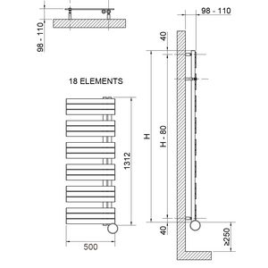 Radiator Kelly Rechts E-Comfort 1300x500mm 700W 50cm Wit