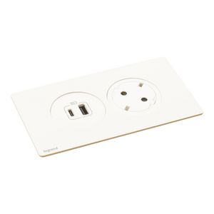 Mechanismen 2x met 1 Wandcontactdoos + USB wit Disq"in