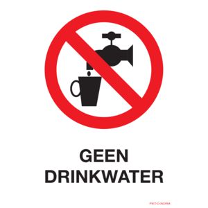 Pictogram geen drinkwater 140x200mm sticker