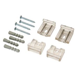 Set a 4st. spiegelklemmen (max 0,8M²) transparant kunststof incl. schroeven en pluggen 