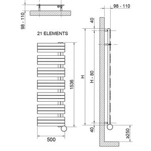 Radiator Kelly Rechts E-Comfort 1500x500mm 900W 50cm Wit