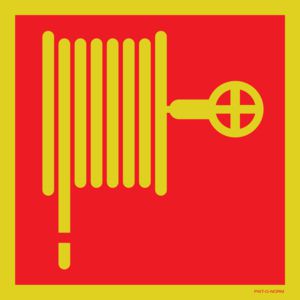 Pictogrambord haspel 200x200mm rood/wit nalichtend