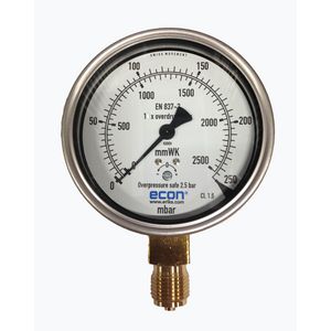 Manometer 100mm 0-250mbar 1/2" bt. radiaal