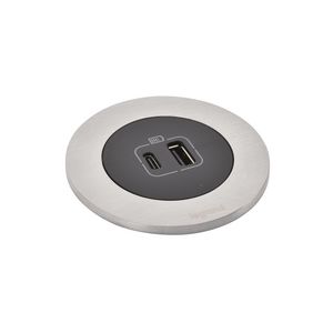 USB A+C 15W ALU + stekker+snoer L0,5m. Disq60