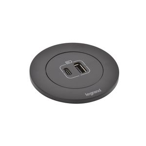 USB A+ C 15W zwart + stekker+snoer L0,5m. Disq60