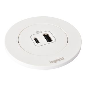 USB A+C 15W wit + stekker+snoer L0,5m. Disq60