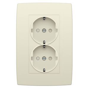 Dubbel stopcontact randaarde beschermingsafsluiters cream
