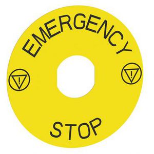 Tekstschild 90mm Gat 30mmEMERGENCY STOP" Gee Harmony 9001K