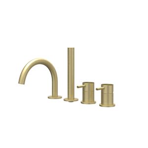 Badrandcombinatie 4-gats mengkraan CONCORD rvs geborsteld mat goud