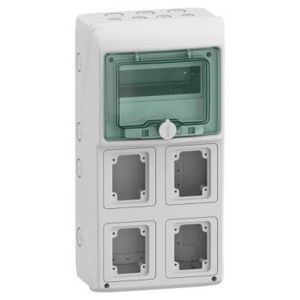 Verdeler contactdoos 1x8 modulen 4 openingen 90x100mm (W)236mm