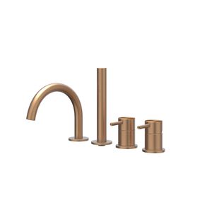 Badrandcombinatie 4-gats mengkraan CONCORD rvs geborsteld mat koper