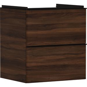 Onderkast Dark Walnut 580x475mm 2x la tbv wastafel greepkleur mat zwart Xelu Q 54026670