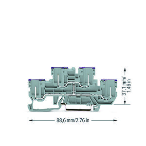 4-pins 2-etage basisklem 4-pins rijgklem L grijs VVE=50