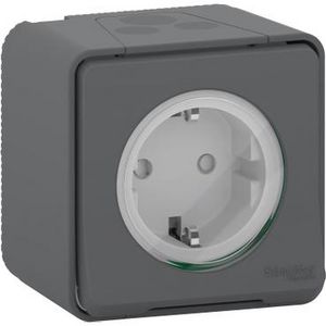 Wandcontactdoos 1V IP55 Grijs / Antraciet Mureva Styl DIY