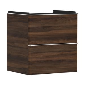 Onderkast Dark Walnut 580x475mm 2x la tbv wastafel greepkleur chroom Xelu Q 54026000