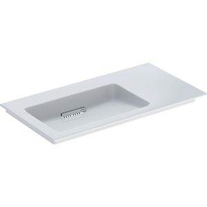 Meubelwastafel afvoer horizontaal afleg rechts 90x48cm zonder kraangat wit keratect ONE incl. sifon