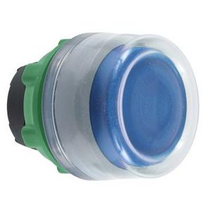 blue flush pushbutton head with clear boot cp grey