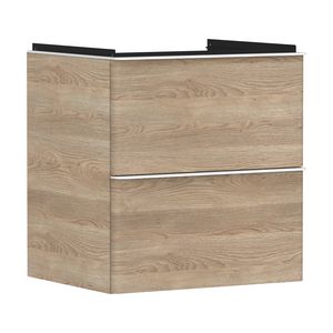 Onderkast Natural Oak 580x475mm 2x la greepkleur mat wit tbv wastafel Xelu Q 54025700