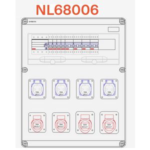 68 Q-DIN KAST 4xSCHUKO+2x5P-16A+2x5P-32A