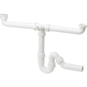 Dubbele gootsteenafvoer 1.1/2"x40x1.1/2" 160-570mm verstelbaar