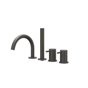 Badrandcombinatie 4-gats mengkraan CONCORD rvs geborsteld carbon black