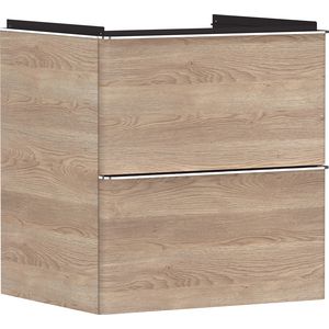 Onderkast Natural Oak 580x475mm 2x la tbv wastafel greepkleur chroom Xelu Q 54025000