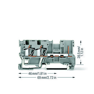 2-draads-/1-pins basisklem 4mm² draagrail 35x15/35x7 VVE=50