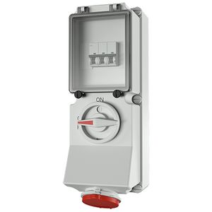 Wandcontactdoos 32A 5-polig  6H 400V IP44 DUO + autom.