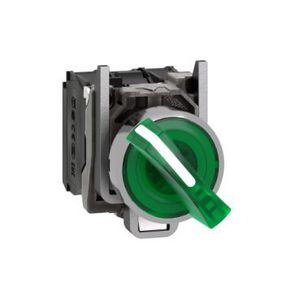 Keuzeschakelaar 2 standen Verlicht 22mm 24V 1NO + 1NC Groen