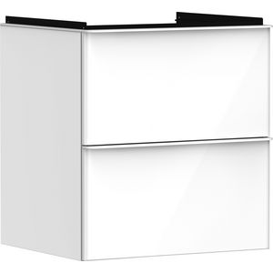 Onderkast wit hoogglans 580x475mm 2x la greepkleur mat wit tbv wastafel Xelu Q 54023700