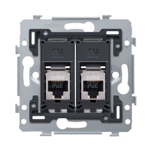 Mechanisme 2 RJ45-aansl.en STP Cat. 5E PoE++ vlak