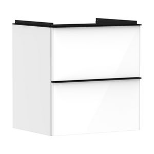 Onderkast wit hoogglans 580x475mm 2x la tbv wastafel greepkleur mat zwart Xelu Q 54023670