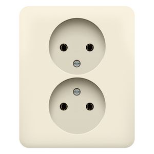 Dubbel 2pol stopcontact z.aarding volledig app. cream