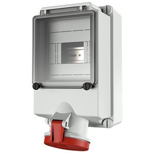 Wandcontactdoos 63A 5-polig  6H 400V IP44 DUO + rail