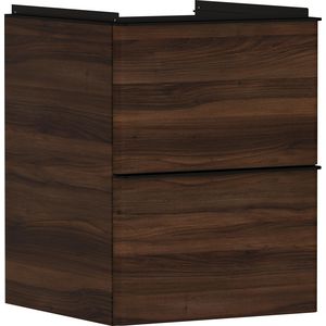Onderkast Dark Walnut 480x475mm 2x la tbv fontein greepkleur mat zwart Xelu Q 54022670