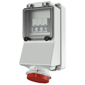 Wandcontactdoos 32A 4-polig  6H 400V IP44 + autom.